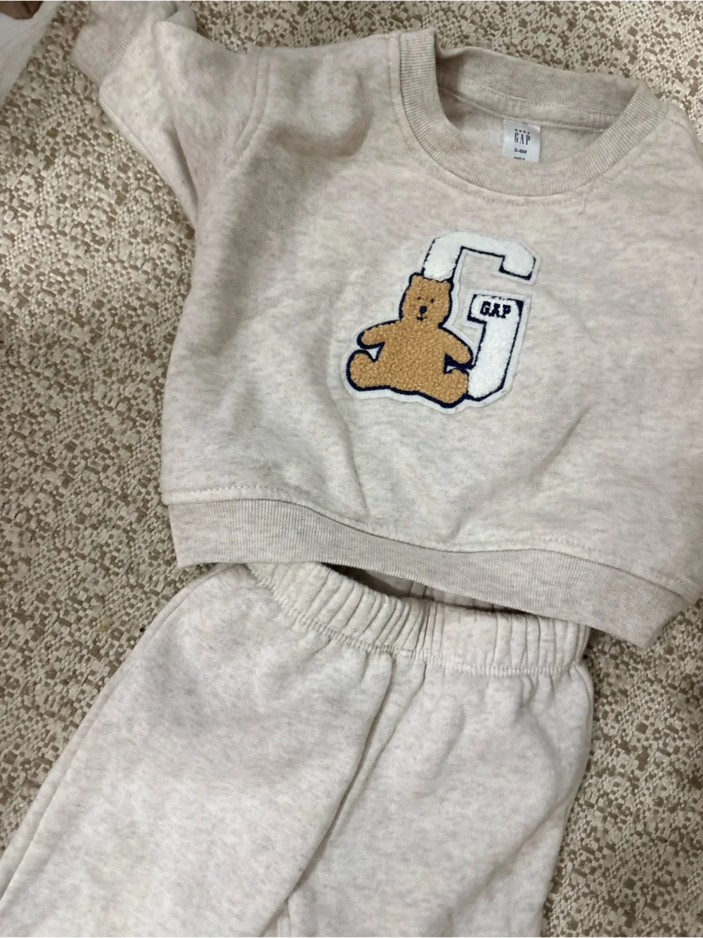 GAP Cream Sweatshirt with Teddy & Letter Patch